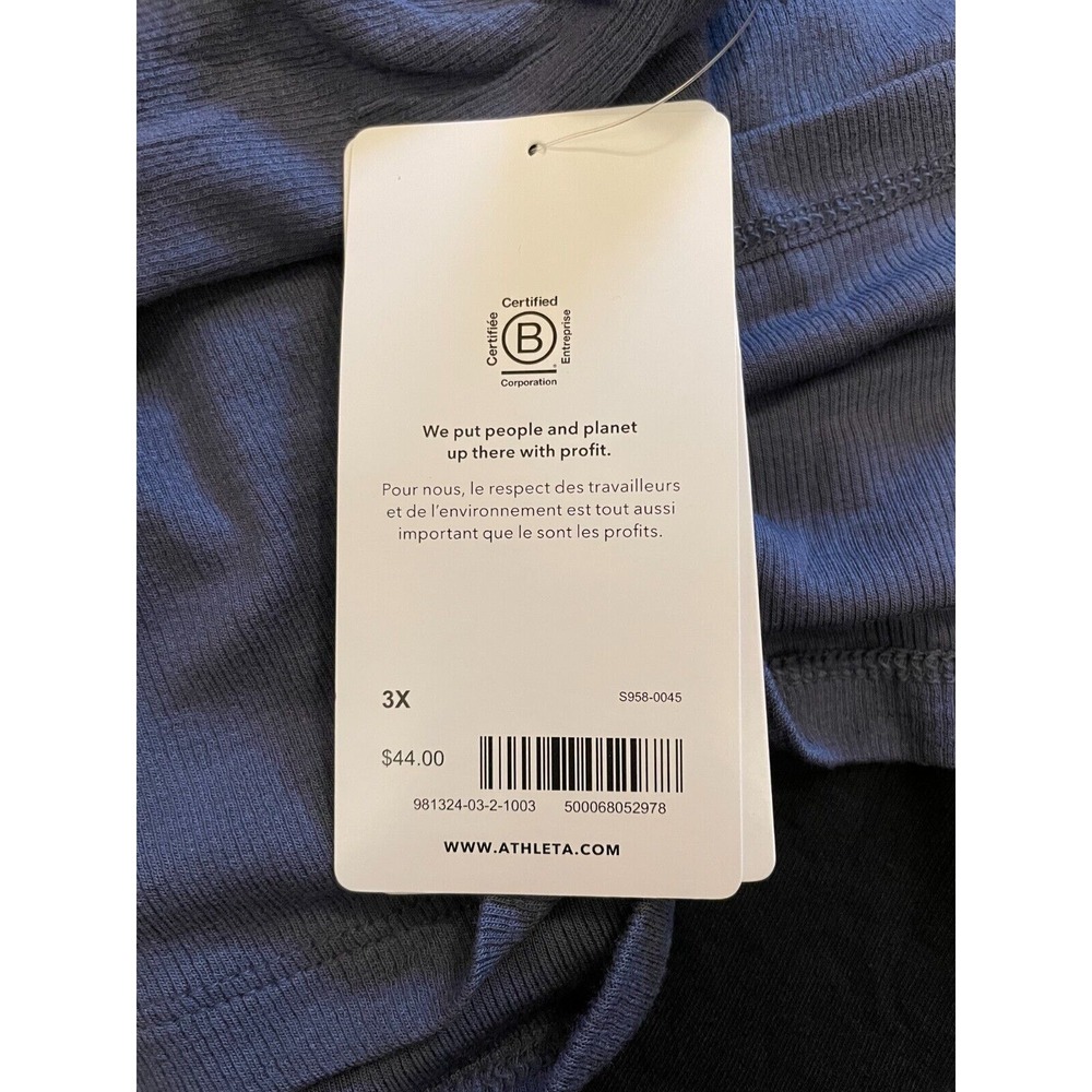 NWT ATHLETA WOMENS VIOLET BLUE SLEEVELESS TANK AND BLACK SHORTS RIB SLEEP SET 3X - Picture 12 of 12